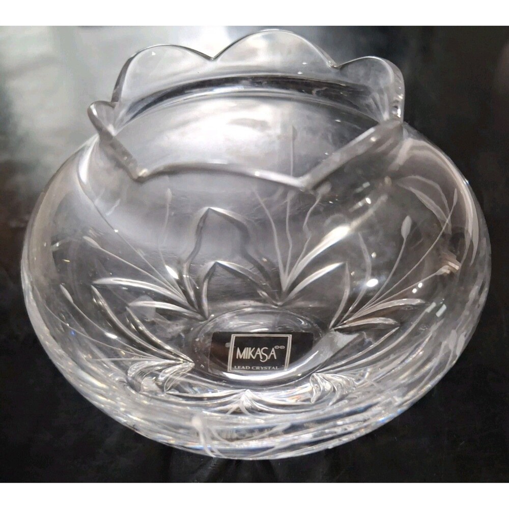 Mikasa Lead Crystal Petite Points 3” Votive Candleholder Cut Floral Patterns